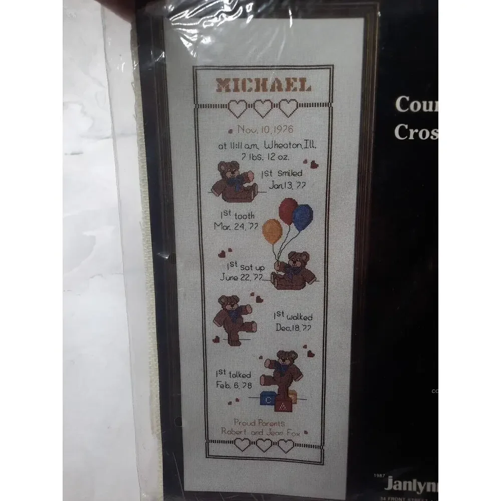 Janlynn Counted Cross Stitch Kit Bear Growth Chart 39 50 9x24